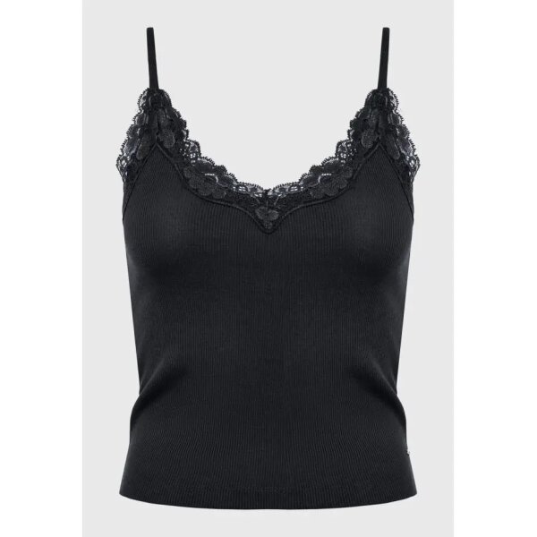 Γυναικείο τοπ με τιράντες σε ύφανση rib Μαύρο FUNKY BUDDHA FBL007-112-04 - Image 6