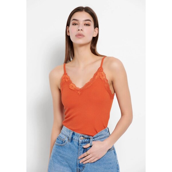 FBL007-112-04_ORANGE_RUST_1 (1) Γυναικείο τοπ με τιράντες σε ύφανση rib Πορτοκαλί FUNKY BUDDHA FBL007-112-04 - Image 1