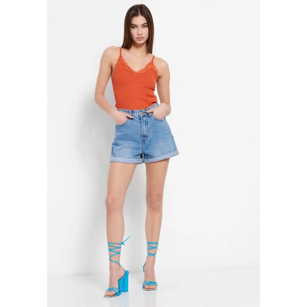 FBL007-112-04_ORANGE_RUST_2 Γυναικείο τοπ με τιράντες σε ύφανση rib Πορτοκαλί FUNKY BUDDHA FBL007-112-04 - Image 2