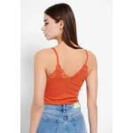 Γυναικείο τοπ με τιράντες σε ύφανση rib Πορτοκαλί FUNKY BUDDHA FBL007-112-04 - Image 4
