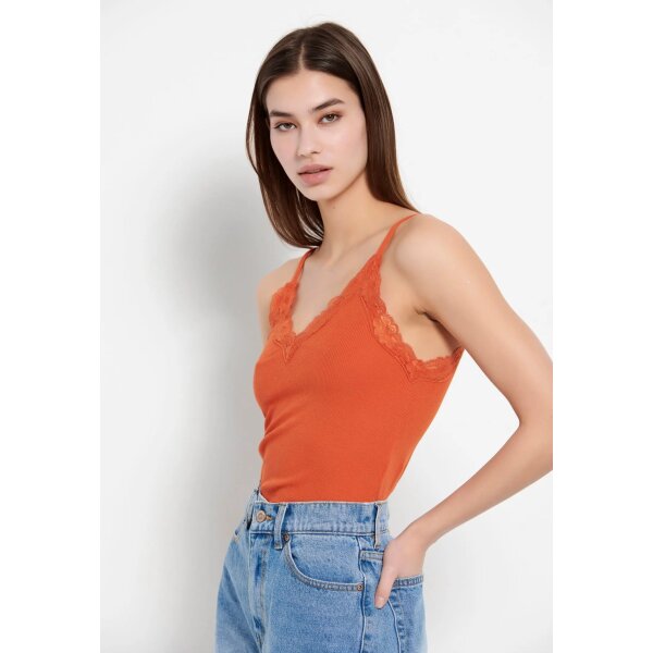 FBL007-112-04_ORANGE_RUST_5 Γυναικείο τοπ με τιράντες σε ύφανση rib Πορτοκαλί FUNKY BUDDHA FBL007-112-04 - Image 5
