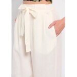 Γυναικεία Wide leg παντελόνα με λινό Λευκό FUNKY BUDDHA FBL007-114-02 - Image 3