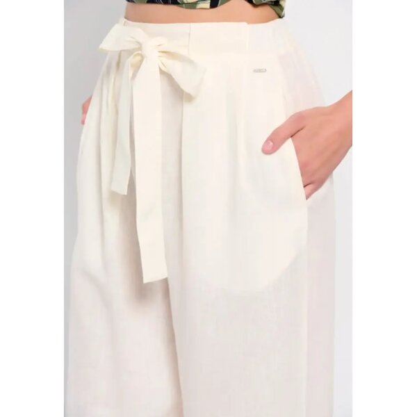 FBL007-114-02_OFF_WHITE_3 Γυναικεία Wide leg παντελόνα με λινό Λευκό FUNKY BUDDHA  FBL007-114-02 - Image 3