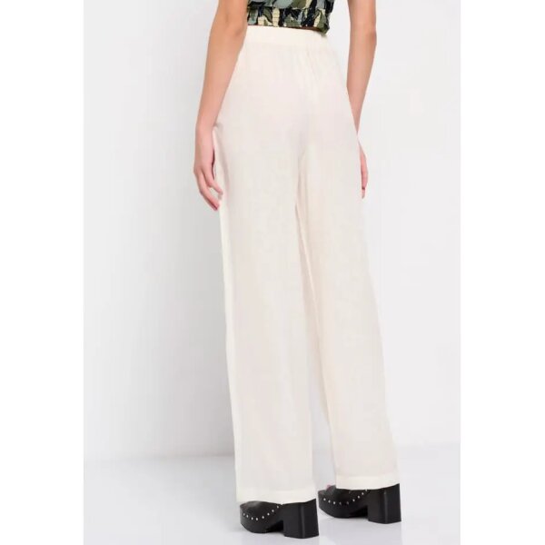 FBL007-114-02_OFF_WHITE_4 Γυναικεία Wide leg παντελόνα με λινό Λευκό FUNKY BUDDHA  FBL007-114-02 - Image 4