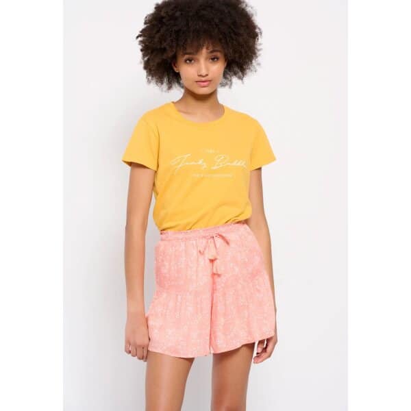 Γυναικείο T-shirt από οργανικό βαμβάκι με τύπωμα Κίτρινο FUNKY BUDDHA FBL007-114-04 - Image 2