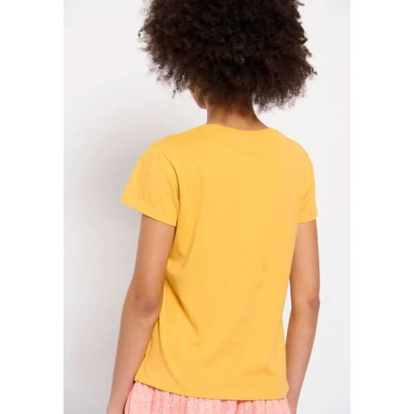 Γυναικείο T-shirt από οργανικό βαμβάκι με τύπωμα Κίτρινο FUNKY BUDDHA FBL007-114-04 - Image 4