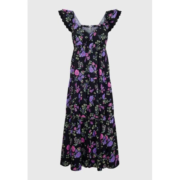 Γυναικείο Φλοράλ μάξι φόρεμα με βολάν στους ώμους Μαύρο FUNKY BUDDHA  FBL007-117-13 - Image 5