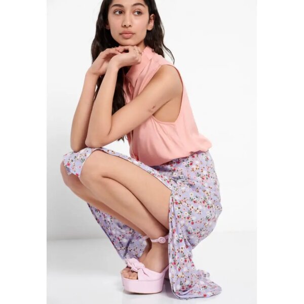 FBL007-118-14_LILAC_2 - Αντιγραφή Γυναικεία Floral Midi φούστα Μωβ FUNKY BUDDHA  FBL007-118-14 - Image 2
