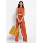 Γυναικεία Wide leg εμπριμέ παντελόνα με ελαστική μέση FBL007-120-02