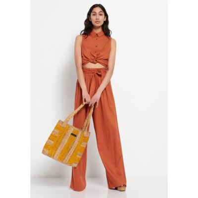 Γυναικεία Wide leg εμπριμέ παντελόνα με ελαστική μέση FBL007-120-02