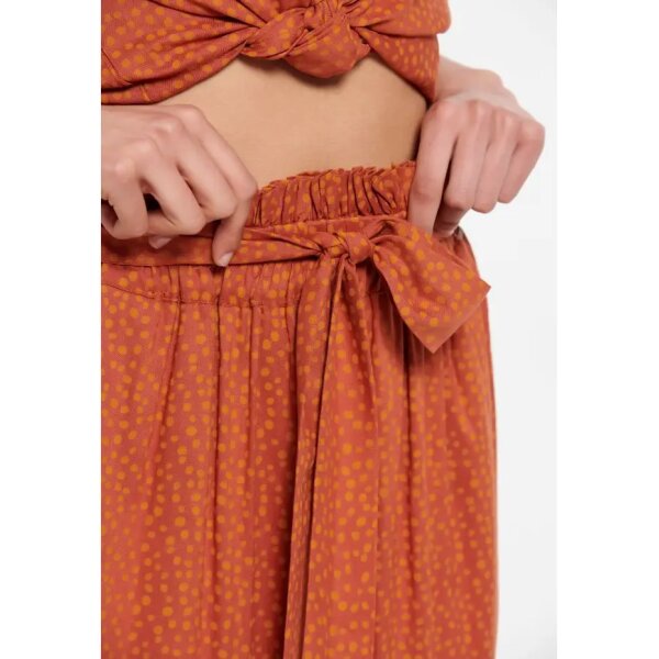 FBL007-120-02_TERRACOTA_3 Γυναικεία Wide leg εμπριμέ παντελόνα με ελαστική μέση FBL007-120-02 - Image 3