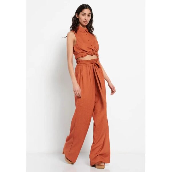 FBL007-120-02_TERRACOTA_5 Γυναικεία Wide leg εμπριμέ παντελόνα με ελαστική μέση FBL007-120-02 - Image 5