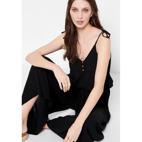 Γυναικεία Ολόσωμη φόρμα με τιράντες Μαύρη FUNKY BUDDHA  FBL007-120-12 - Image 2