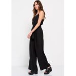 Γυναικεία Ολόσωμη φόρμα με τιράντες Μαύρη Linen blend FUNKY BUDDHA FBL007-122-12 - Image 3