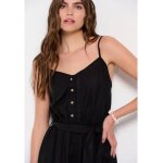 Γυναικεία Ολόσωμη φόρμα με τιράντες Μαύρη Linen blend FUNKY BUDDHA FBL007-122-12 - Image 5
