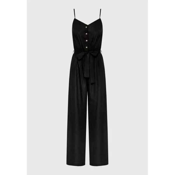 Γυναικεία Ολόσωμη φόρμα με τιράντες Μαύρη Linen blend FUNKY BUDDHA  FBL007-122-12 - Image 6