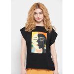 Γυναικείο T-shirt από οργανικό βαμβάκι με τύπωμα Μαύρο FUNKY BUDDHA FBL007-125-04