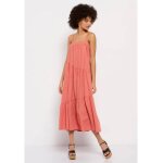 Γυναικείο φόρεμα Linen blend Κοραλλί FUNKY BUDDHA FBL007-132-13 - Image 2