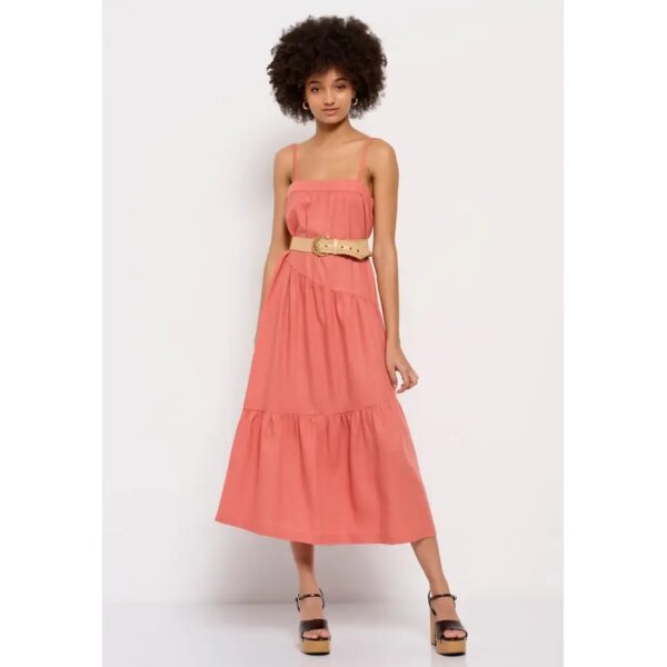 Γυναικείο φόρεμα Linen blend Κοραλλί FUNKY BUDDHA  FBL007-132-13 - Image 1