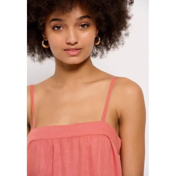 Γυναικείο φόρεμα Linen blend Κοραλλί FUNKY BUDDHA  FBL007-132-13 - Image 3