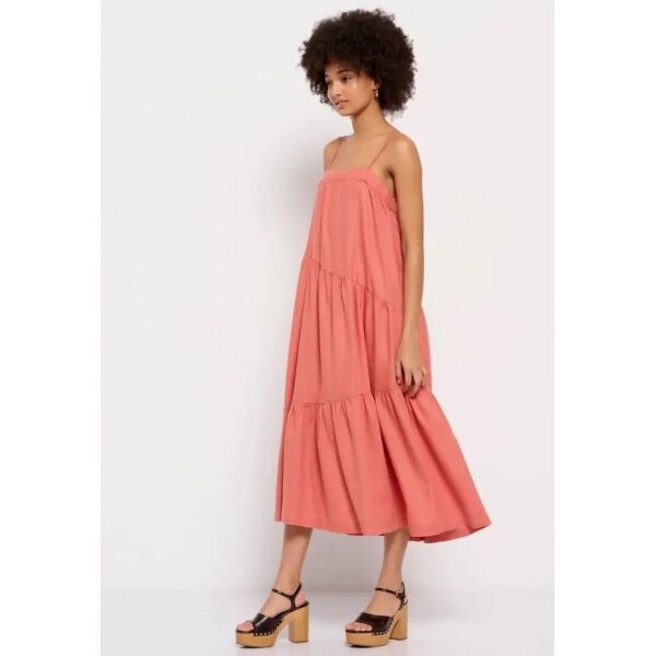 Γυναικείο φόρεμα Linen blend Κοραλλί FUNKY BUDDHA  FBL007-132-13 - Image 5