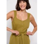 Γυναικείο Midi Φόρεμα Linen blend Λαδί FUNKY BUDDHA FBL007-133-13 - Image 3