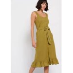 Γυναικείο Midi Φόρεμα Linen blend Λαδί FUNKY BUDDHA FBL007-133-13 - Image 5