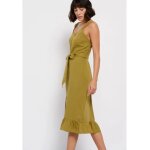 Γυναικείο Midi Φόρεμα Linen blend Λαδί FUNKY BUDDHA FBL007-133-13 - Image 7
