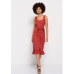 Γυναικείο Midi Φόρεμα Linen blend Κοραλλί FUNKY BUDDHA FBL007-133-13