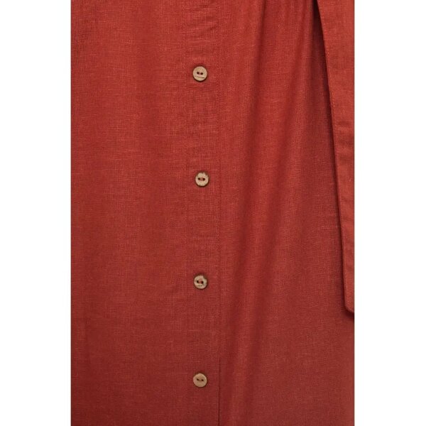 Γυναικείο Midi Φόρεμα Linen blend Κοραλλί FUNKY BUDDHA  FBL007-133-13 - Image 7