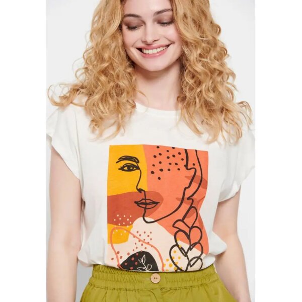 Γυναικείο Βαμβακερό t-shirt με τύπωμα Εκρού FBL007-194-04 - Image 2