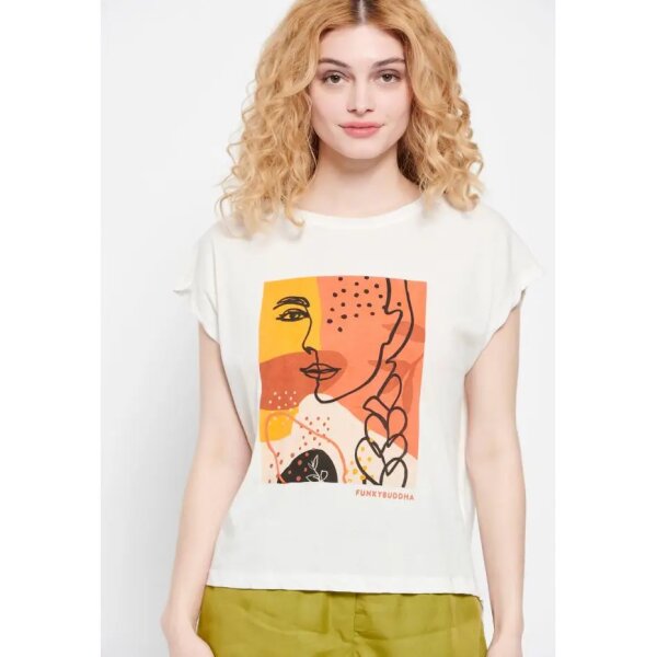 Γυναικείο Βαμβακερό t-shirt με τύπωμα Εκρού FBL007-194-04 - Image 1