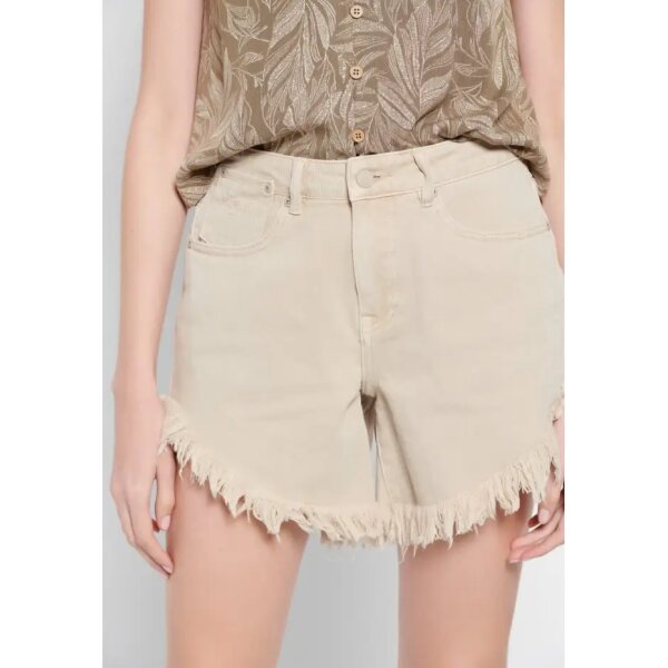 FBL007-405-03_OAT_MILK_1 Γυναικείο Jeans Shorts με φθορές Μπεζ FUNKY BUDDHA FBL007-405-03 - Image 1