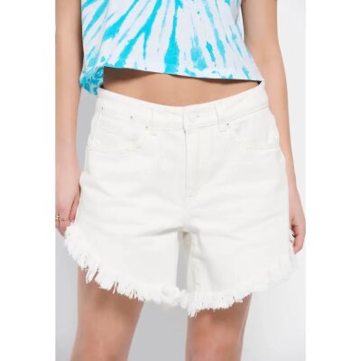 Γυναικείο Jeans Shorts με φθορές Λευκό FUNKY BUDDHA FBL007-405-03