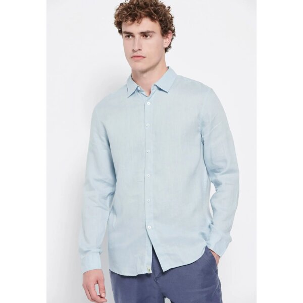 Ανδρικό Πουκάμισο Λινό FUNKY BUDDHA FBM007-001-05 Γαλάζιο - Image 2