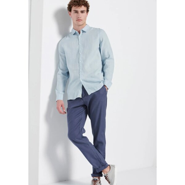 Ανδρικό Πουκάμισο Λινό FUNKY BUDDHA FBM007-001-05 Γαλάζιο - Image 3