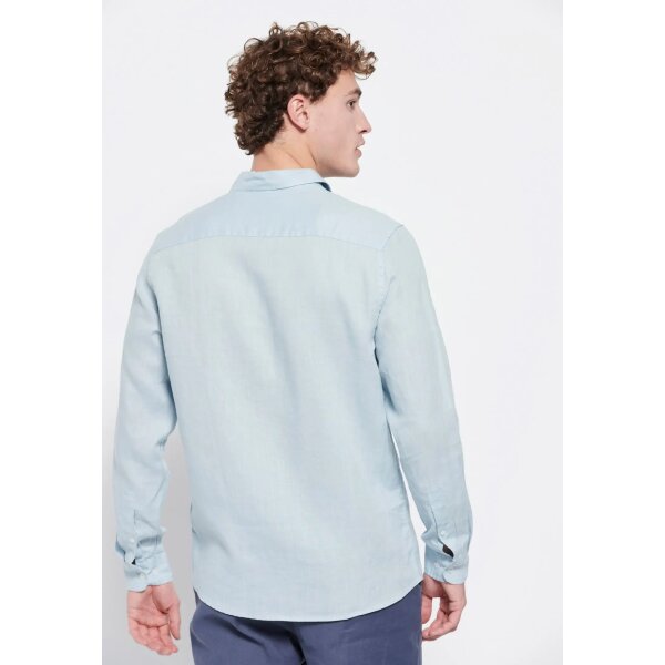 Ανδρικό Πουκάμισο Λινό FUNKY BUDDHA FBM007-001-05 Γαλάζιο - Image 5