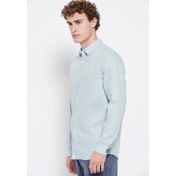 Ανδρικό Πουκάμισο Λινό FUNKY BUDDHA FBM007-001-05 Γαλάζιο - Image 6