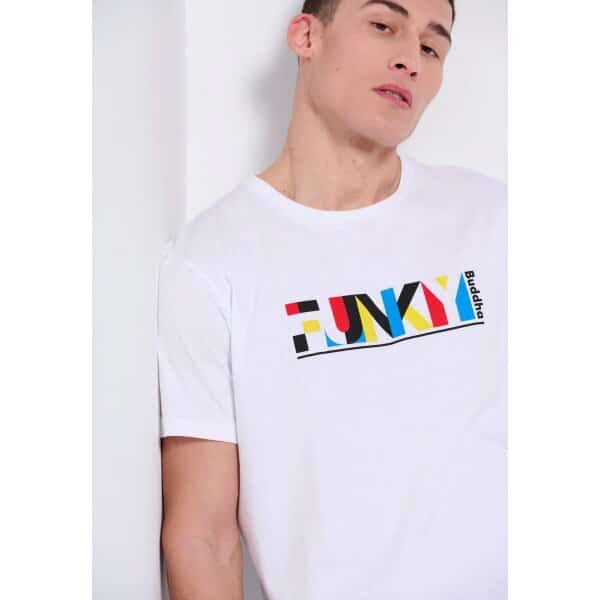 Ανδρική Μπλούζα FUNKY BUDDHA FBM007-024-04 Λευκό - Image 2