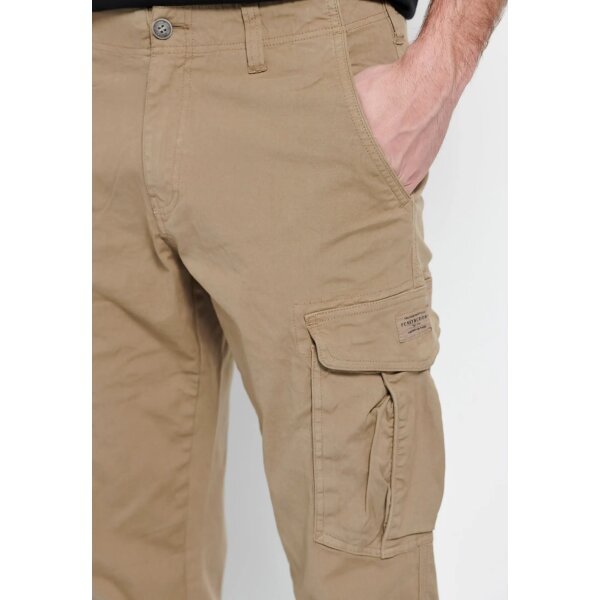 Ανδρικό Παντελόνι CARGO FUNKY BUDDHA FBM007-030-02 Μπέζ - Image 4