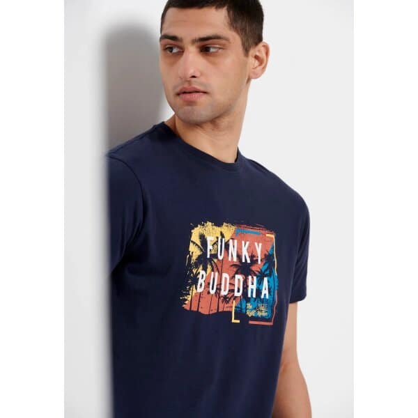 Ανδρική Μπλούζα FUNKY BUDDHA FBM007-047-04 Μπλέ - Image 4