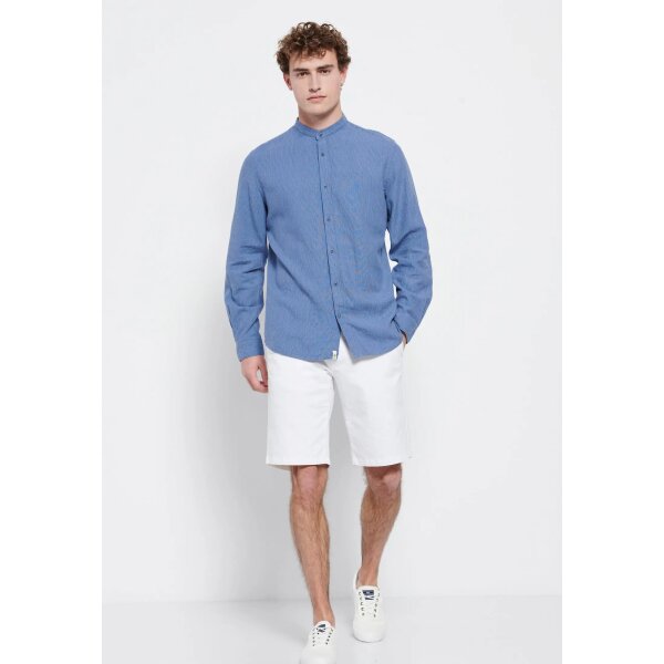 FBM007-076-05_INDIGO_2 Ανδρικό Πουκάμισο ΜΑΟ Λινό FUNKY BUDDHA FBM007-076-05 Μπλέ - Image 3