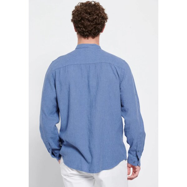 FBM007-076-05_INDIGO_4 Ανδρικό Πουκάμισο ΜΑΟ Λινό FUNKY BUDDHA FBM007-076-05 Μπλέ - Image 5