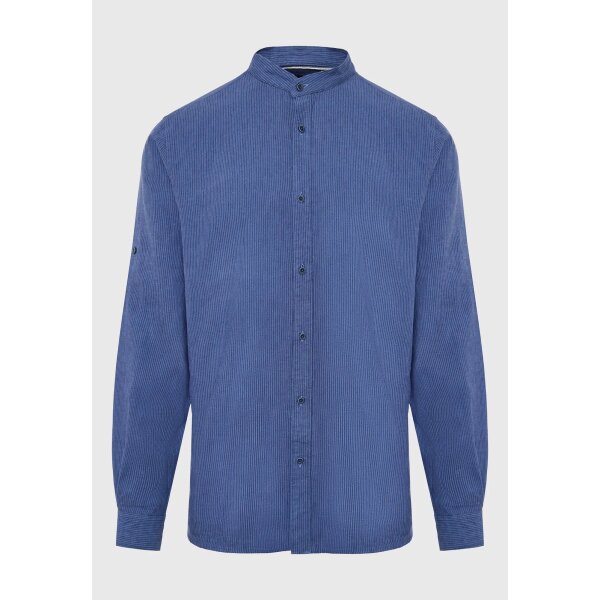 FBM007-076-05_INDIGO_6 Ανδρικό Πουκάμισο ΜΑΟ Λινό FUNKY BUDDHA FBM007-076-05 Μπλέ - Image 1