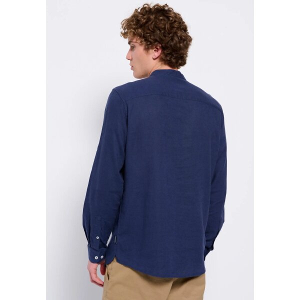 Ανδρικό Πουκάμισο  Λινό Μαο FUNKY BUDDHA FBM007-078-05 Μπλέ - Image 5