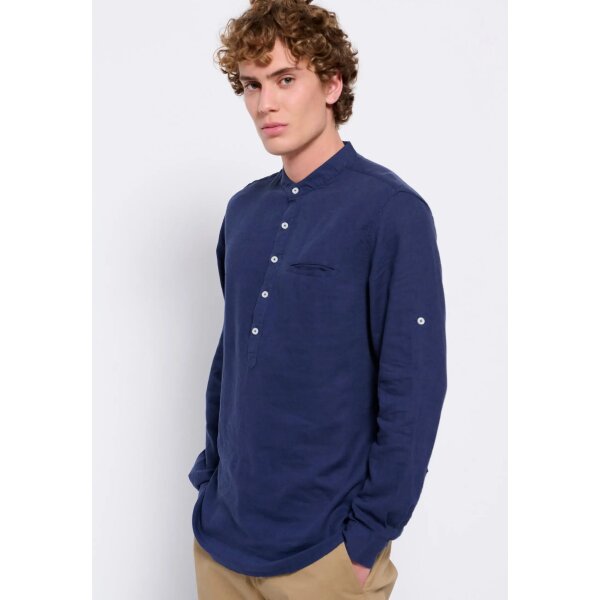 Ανδρικό Πουκάμισο  Λινό Μαο FUNKY BUDDHA FBM007-078-05 Μπλέ - Image 6