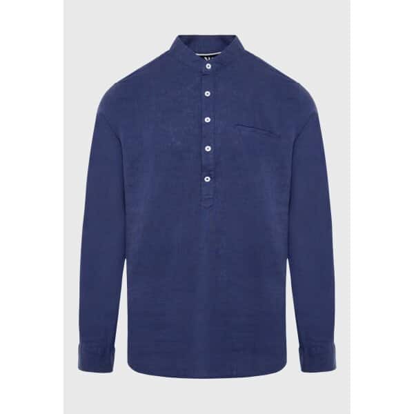 Ανδρικό Πουκάμισο  Λινό Μαο FUNKY BUDDHA FBM007-078-05 Μπλέ - Image 1