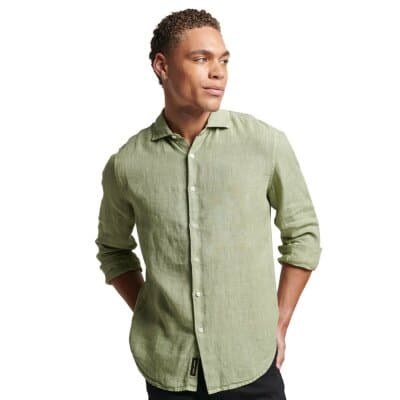 Ανδρικό Πουκάμισο Λινό SUPERDRY CASUAL LINEN M4010607A Πράσινο