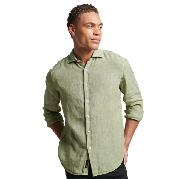 M4010607A_9PZ-01_1 Ανδρικό Πουκάμισο Λινό SUPERDRY CASUAL LINEN M4010607A Πράσινο - Image 1
