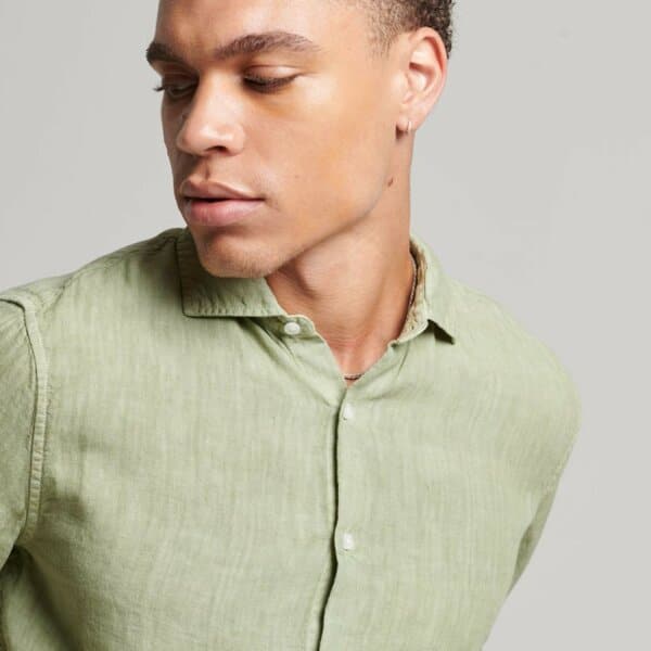 Ανδρικό Πουκάμισο Λινό SUPERDRY CASUAL LINEN M4010607A Πράσινο - Image 4